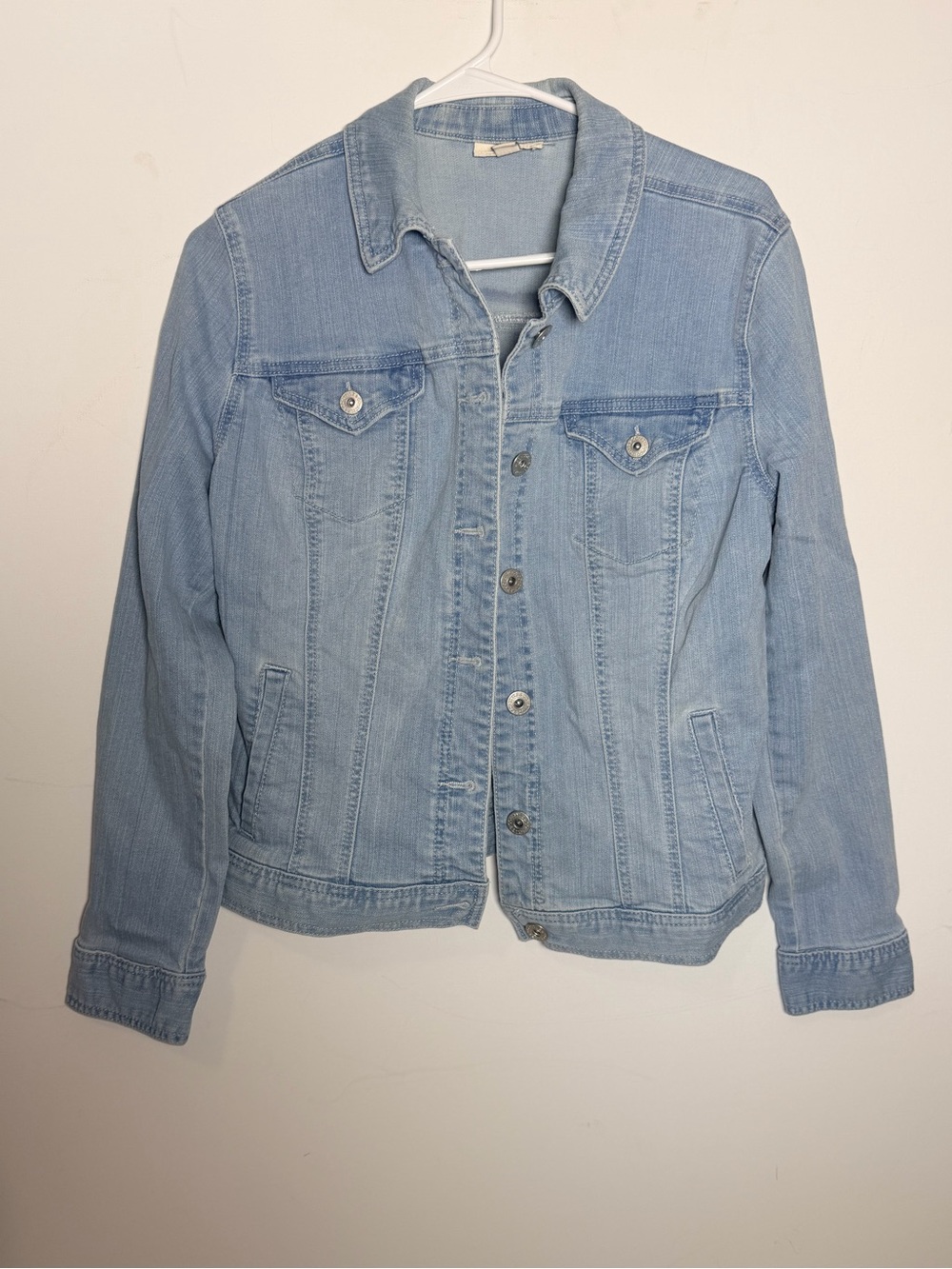 Style & Co. Light Blue Denim Jean Jacket with custom handmade print